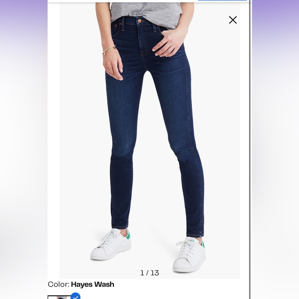 Madewell 9 in high rise skinny Hayes wash size 34